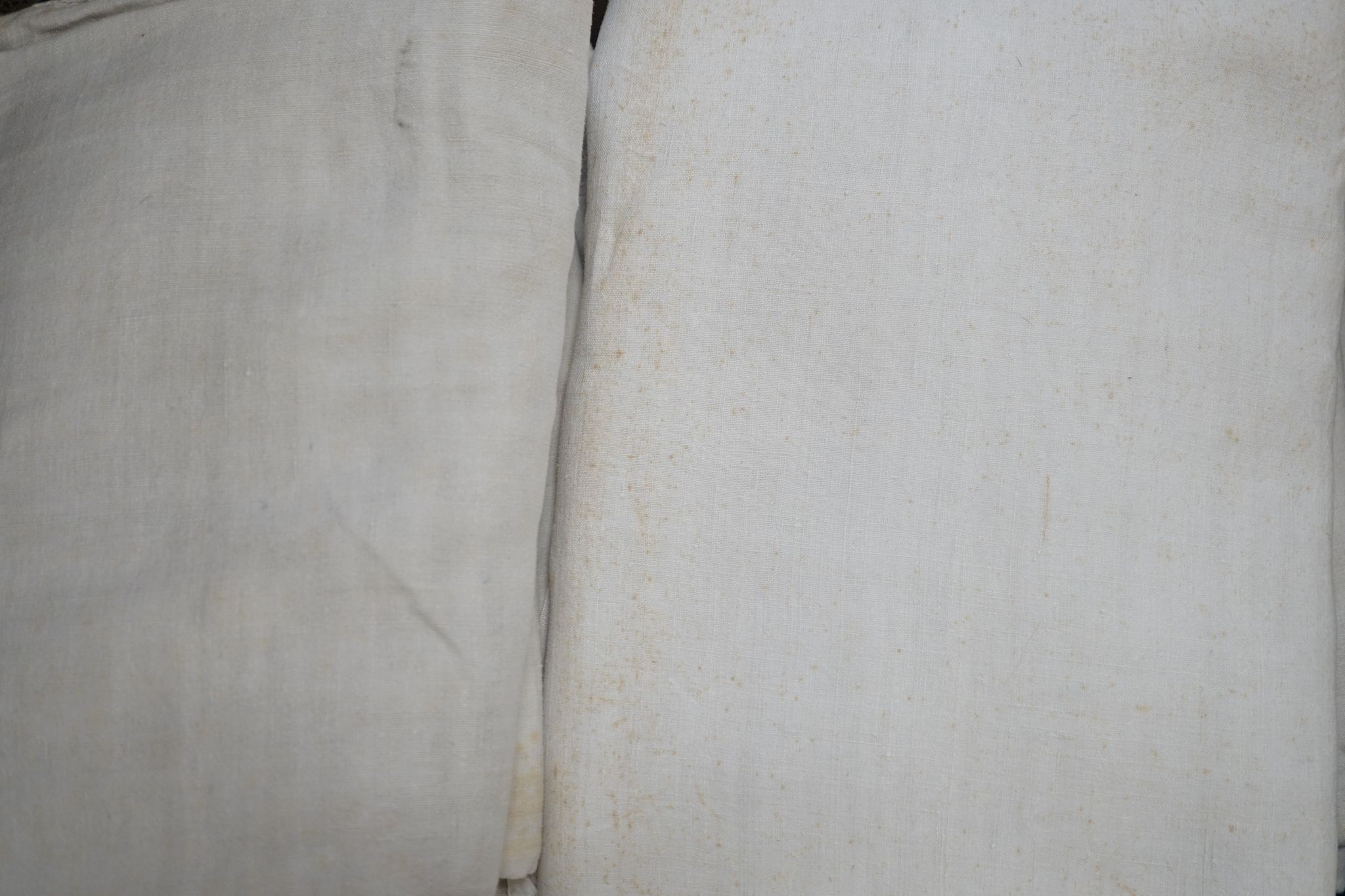 Eleven French provincial coarse linen sheets